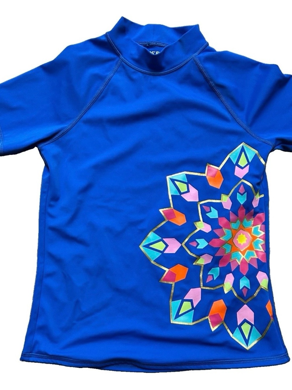 Girls Lands End Short Sleeve Rash Guard Size 8 Swim Summer